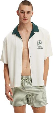 Cotton On Mens Stretch Swim Short in Green Stripe Seersucker at Nordstrom, Size X-Large
