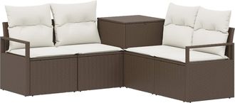 vidaXL Juego De Sof&aacute; 5 Uds. Marr&oacute;n Y Crema Blanca Vidaxl