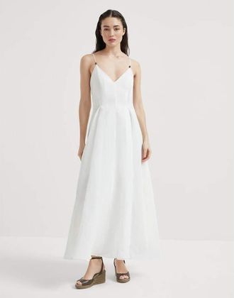 Brunello Cucinelli Womens White V Neck Maxi Dress, Size XS