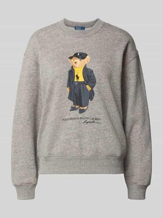 Polo Ralph Lauren Sweatshirt mit Motiv-Print und Rundhalsausschnitt in Dunkelgrau Melange, Gr&ouml;&szlig;e XXL