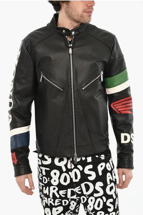 Dsquared2 HONDA Giubbotto in Pelle Martellata con Bottone Logato taglia 50