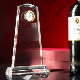 OEM Grande Statuetta In Cristallo Da 22 Cm Con Orologio, Premio Ideale Per Incisione O Stampa, Con Astuccio Decorativo