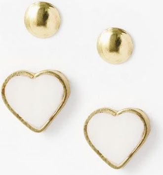 Matr Boomie Rajani Heart Mother of Pearl Earring Set - Set of 2 in White at Nordstrom