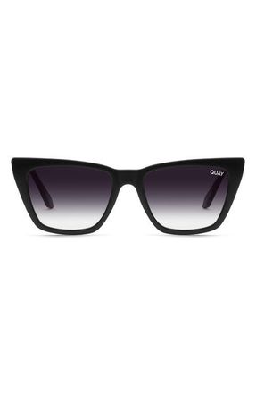 Quay Call The Shots 54mm Gradient Cat Eye Sunglasses in Black /Fade at Nordstrom