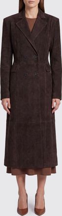 Rotate Cappotto lungo doppiopetto dal fit slim in pelle scamosciata