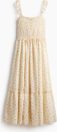 H&M Frill-trimmed Smocked-bodice Dress in Cream/lemons at Nordstrom, Size Xx-Large