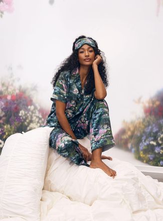 Miiyu Womens Impressionist satin pyjama set A Tribute to Claude Monet Collection