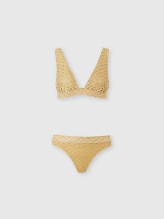 Missoni Bralette Bikini In Lam&eacute; Viscose With Raschel Workmanship in Gold at Nordstrom, Size 40