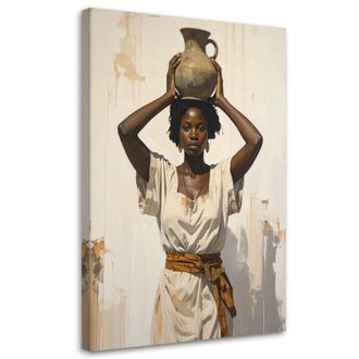 Feeby Impresi&oacute;n De Imagen, Retrato De Estilo &Eacute;tnico De Una Mujer Con Una Jarra En La Cabeza En Tonos Naturales, 80x120