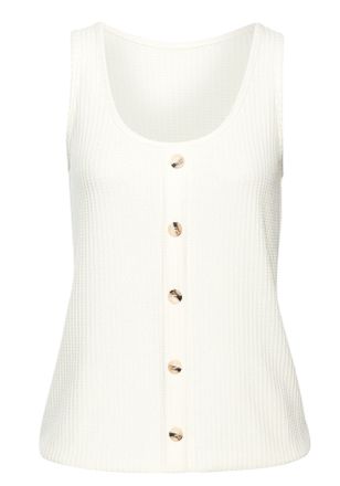 Lascana Tr&auml;gertop LASCANA mit Zierknopfleiste, Damen, Gr. 32/34, beige (creme), Piqu&eacute;, Obermaterial: 69% Polyester (REPREVE), 28% Viskose, 3% Elasthan, unifar