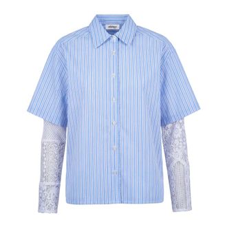 ottod'Ame Shirts, female, Multicolor, Size: 2XS Camicia a righe con inserti in pizzo