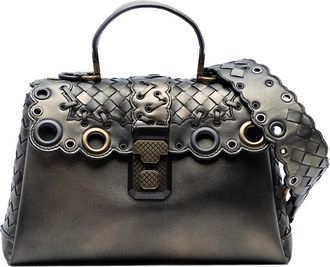 Bottega Veneta Pre-owned Bottega Veneta Small Intrecciato Trimmed Metallic Nappa Grommet Piazza Satchel B07591142B