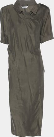 Marina Rinaldi Green Satin Wrap Around Midi Dress