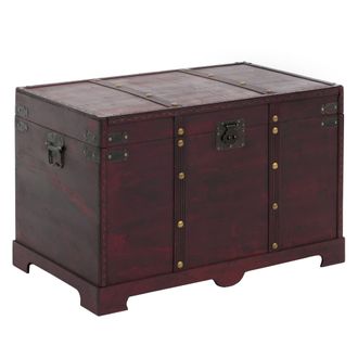 Hhg Cofre Madera Cofre Madera Cofre Del Tesoro Valla Aspecto Antiguo 49x77x47cm, Angular