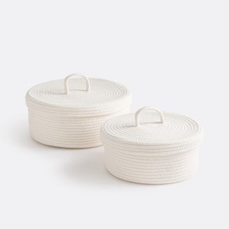 La Redoute Interieurs Set van 2 katoenen manden met deksel, Kesia