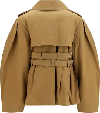 Ganni Womens Canvas Jacket With Double Belt Ermine Cotton