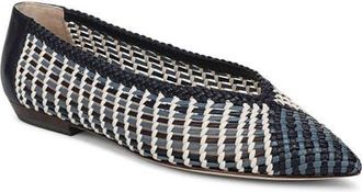 Veronica Beard Bancroft Woven Pointed Toe Flat in Blue Multi-Dm at Nordstrom, Size 12