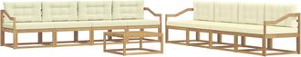 vidaXL Conjunto De Sof&aacute;s De Exterior 9 Uds. Blanco Y Crema Poli&eacute;ster Vidaxl
