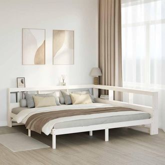 Berkfield Home Bookcase Bed without Mattress White 180x200 cm Solid Wood Pine | Size: Super King