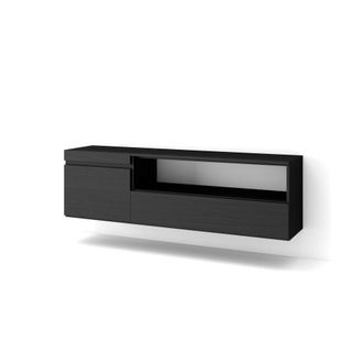 Skraut Home Mueble tv efecto madera negro 150x35x45cm colgado