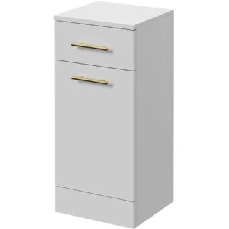 Alexander James Alexander James Gloss White 350mm x 330mm Laundry Basket - 350mm - Brushed Brass 96mm Knurled Bar Handle