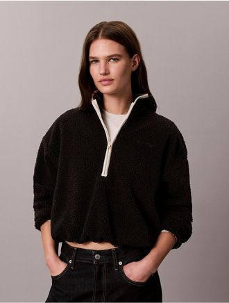 Calvin Klein Calvin Klein Womens Sherpa 1/4 Zip Sweatshirt - Black - XL