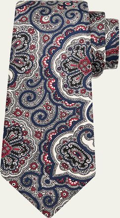 Kiton Mens Floral Paisley Silk 7-Fold Tie