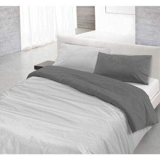 Italian Bed Linen Italian Bed Linen - Natural Color Parure Copripiumino con Sacco e Federe, 100% Cotone, Grigio Chiaro/Fumo, 3 pezzi Matrimoniale