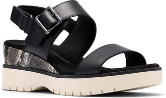 Clarks Diaz Rose Womens Wedge Shoes Black Combi Leather : 7.5 B - Medium