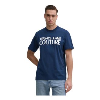 Versace Jeans Couture Tops, Heren, Blauw, M, Katoen, T-shirt van katoenen jersey