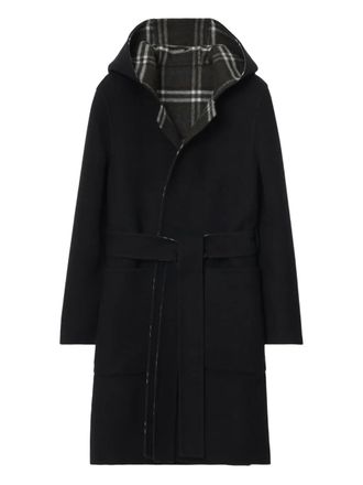 Burberry reversible coat - women - Viscose/Wool - 16 - Black