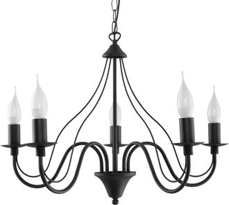 Sollux Lighting Lámpara de araña negro acero alt. 80 cm