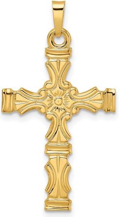 Diamond2Deal 14k Yellow Gold Polished Solid Fancy Design Cross Pendant