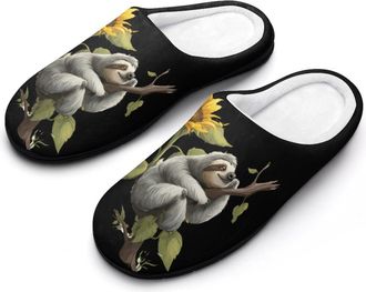 Generic Cute Sloth Sunflower Men Slippers Funny House Shoes Cotton Slipper for Indoor Outdoor