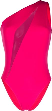 Versace one-shoulder swimsuit - women - Polyamide/Elastane/Elastane/Polyester - 2 - Pink