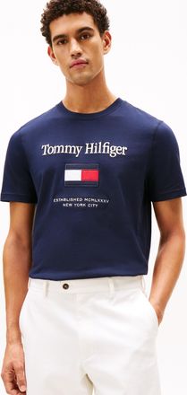 Tommy Hilfiger T-Shirt TOMMY HILFIGER TOMMY EMBRO FLAG, Herren, Gr. XXL, desert sky, Single Jersey, Obermaterial: 100% Baumwolle, regular fit, Rundhals, Shirts T-Shi