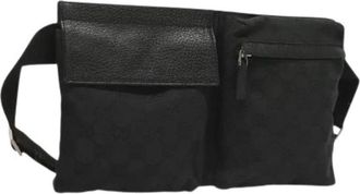 Gucci Pre-owned Canvas crossbody-bags - Dames - Vintage Heuptassen - Zwart - ONE Size - Leer - Vintage