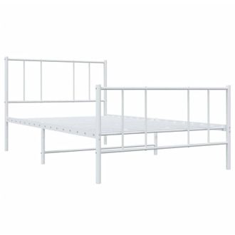 vidaXL Estructura Cama Sin Colch&oacute;n Con Estribo Metal Blanco 100x200 Cm Vidaxl