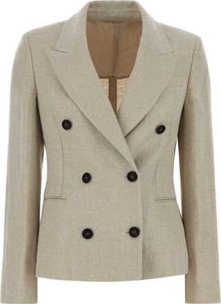 Brunello Cucinelli Brunello Cucinelli Melange Sand Linen Blend Blazer