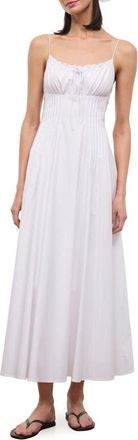 Staud Margi Pintuck Sleeveless Maxi Dress in White at Nordstrom, Size 14