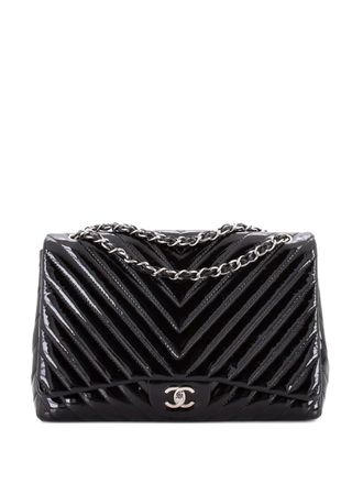Chanel Classic Single Flap Bag Chevron Patent Maxi shoulder bag - Zwart