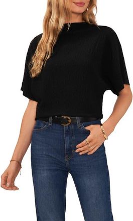 Vince Camuto Textured Mock Neck Top in Rich Black at Nordstrom, Size X-Small