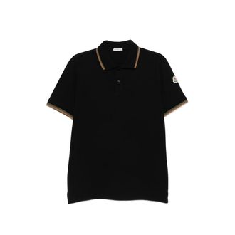 Moncler Ribbed Trim Logo Patch Polo Shirt