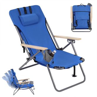 Woltu Woltu 1x Silla Reclinable Y Plegable Para Exterior, Azul