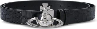 Vivienne Westwood Orb-buckle Crocodile-effect Leather Belt