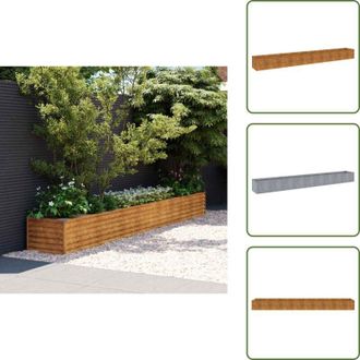vidaXL The Living Store Letto Rialzato da Giardino 386x50x36 cm Acciaio Corten - Fioriera da giardino