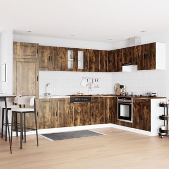 Berkfield Home Sink Base Cabinet&not;Porto with Sink Smoked Oak 80x46x84, 5 cm&not;Engineered Wood in Brown