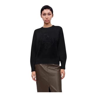 Guess Evelyn Triangle Logo Knit - - Knitwear - Donna - Nero - XL