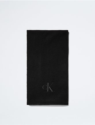 Calvin Klein Mens Monogram Logo Scarf - Black