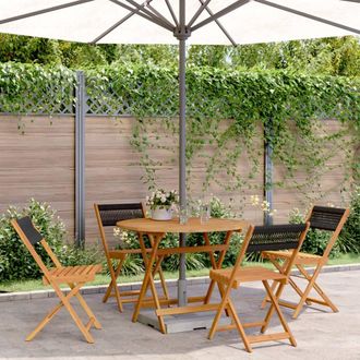 Berkfield Home 5 Piece Garden Dining Set Black Polypropylene & Solid Wood